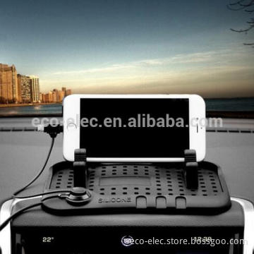 Anti- slip Silicone Pad Car Mobile Phone Mount Holder For iPhone Android 2 in 1 Charging Cable Magnetic Charging Dock Stand